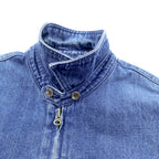 Polo Ralph Lauren 90s Denim Swing Top Harrington Jacket, Medium, Indigo Flannel Lining, Small Pony Embroidery Chin Strap