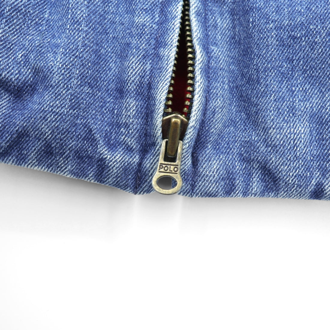 Polo Ralph Lauren 90s Denim Swing Top Harrington Jacket, Medium, Indigo Flannel Lining, Small Pony Embroidery Chin Strap
