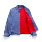 Polo Ralph Lauren 90s Denim Swing Top Harrington Jacket, Medium, Indigo Flannel Lining, Small Pony Embroidery Chin Strap