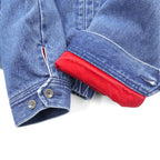 Polo Ralph Lauren 90s Denim Swing Top Harrington Jacket, Medium, Indigo Flannel Lining, Small Pony Embroidery Chin Strap