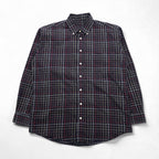 BURBERRY USA made big size button down shirt L black cotton windowpane check