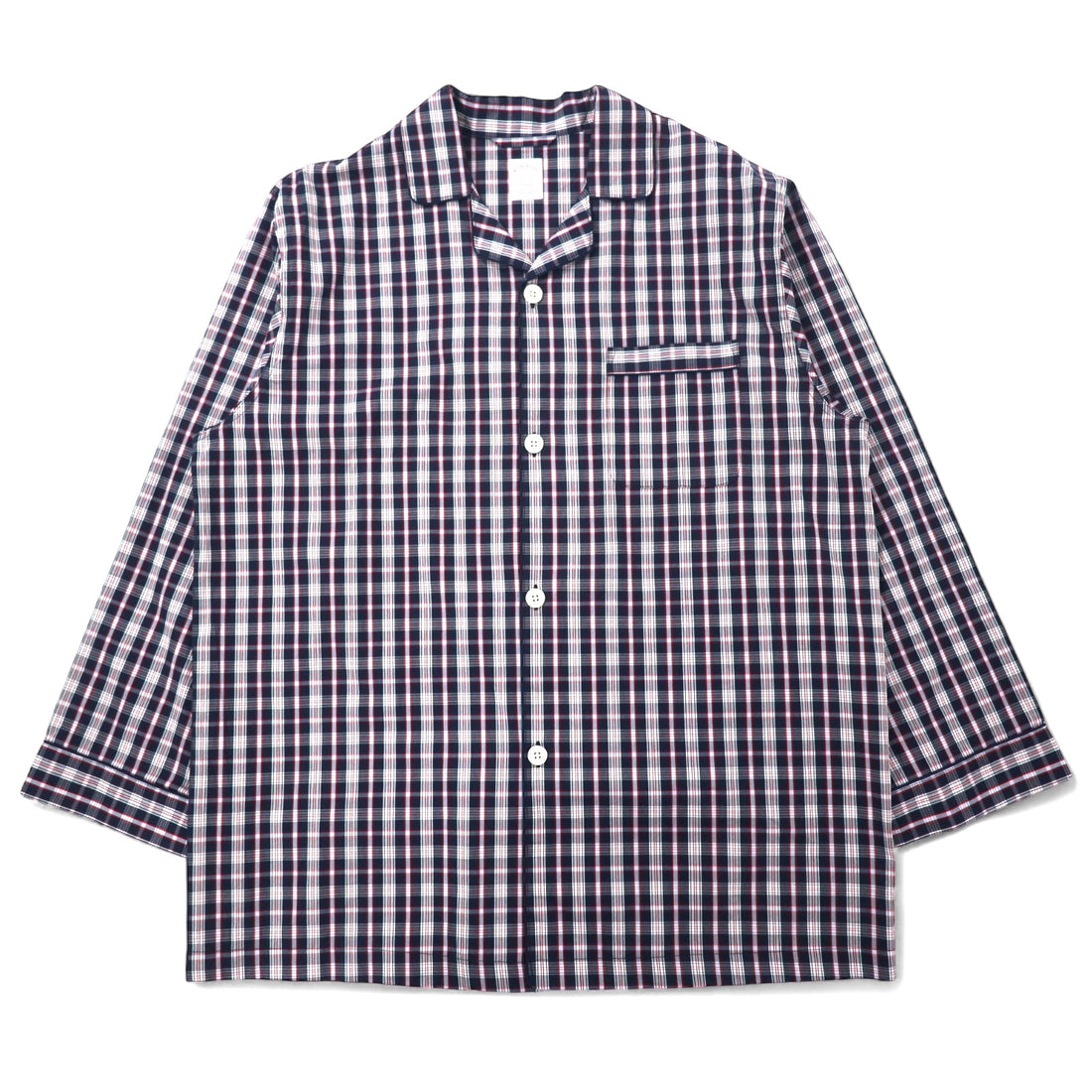 日本然リトテ-古着オンライン-Brooks Brothers オープンカラーシャツ ボックス パジャマシャツ L ブラック チェック コットン-Brooks Brothers Open Collar Shirt Box Pajama Shirt L Black Checked Cotton