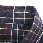 BURBERRY USA made big size button down shirt L black cotton windowpane check