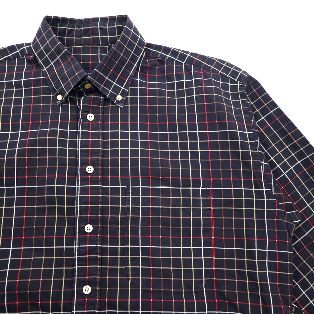 BURBERRY USA made big size button down shirt L black cotton windowpane check