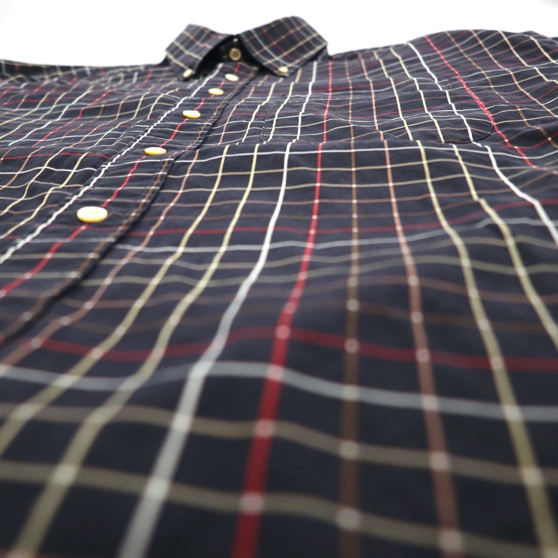 BURBERRY USA made big size button down shirt L black cotton windowpane check