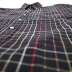 BURBERRY USA made big size button down shirt L black cotton windowpane check