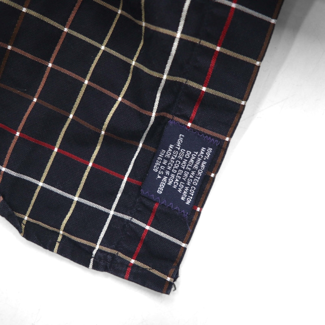 BURBERRY USA made big size button down shirt L black cotton windowpane check