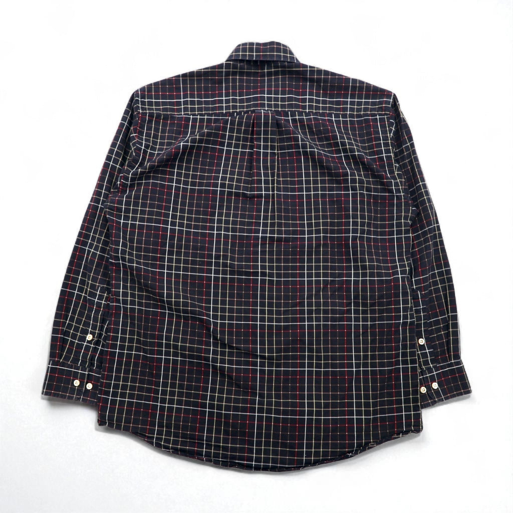 BURBERRY USA made big size button down shirt L black cotton windowpane check