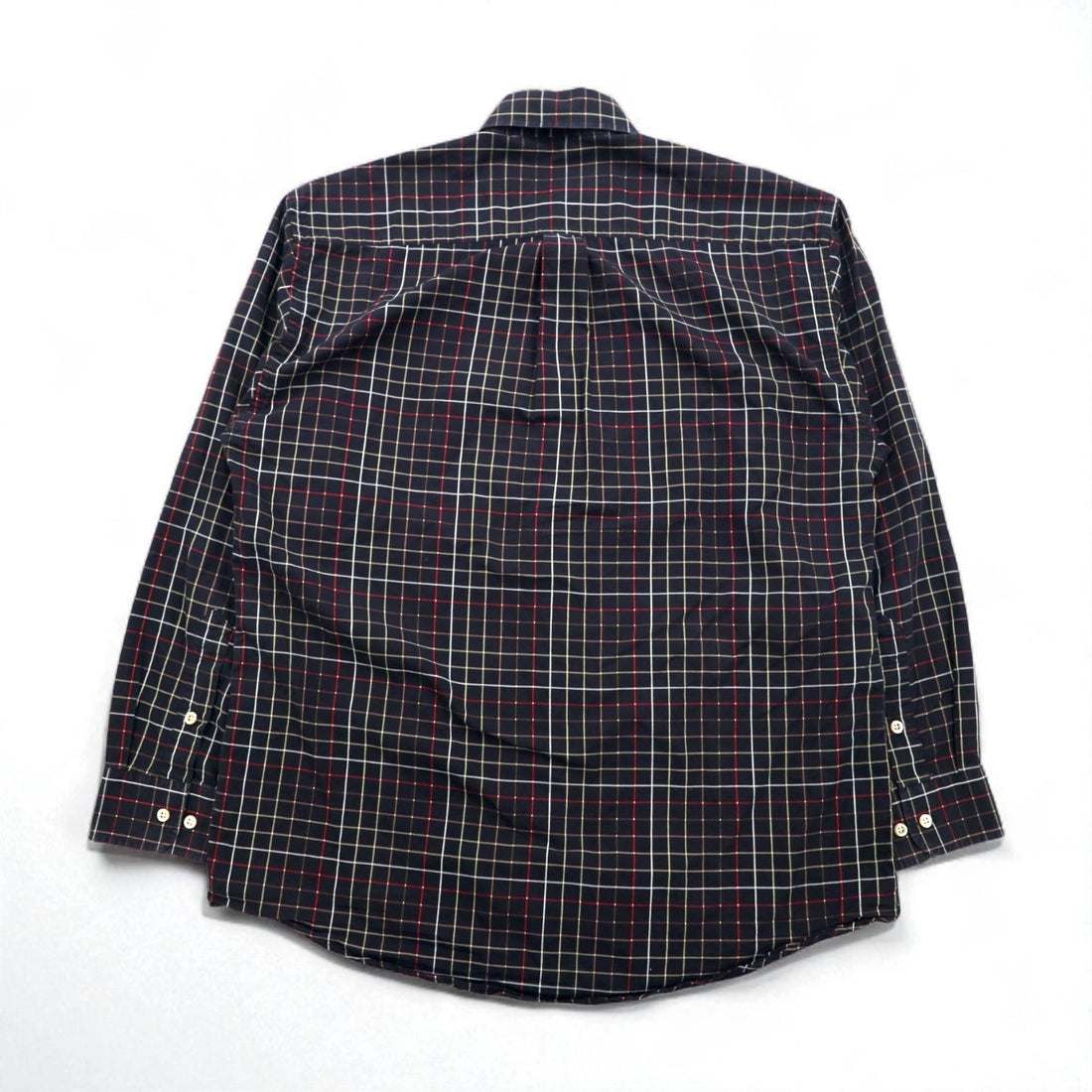 BURBERRY USA made big size button down shirt L black cotton windowpane check