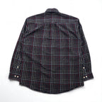 BURBERRY USA made big size button down shirt L black cotton windowpane check