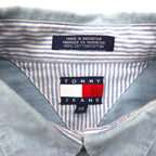 TOMMY JEANS 90年代 シャンブレーシャツ XL ブルー コットン ワンポイントロゴ刺繍