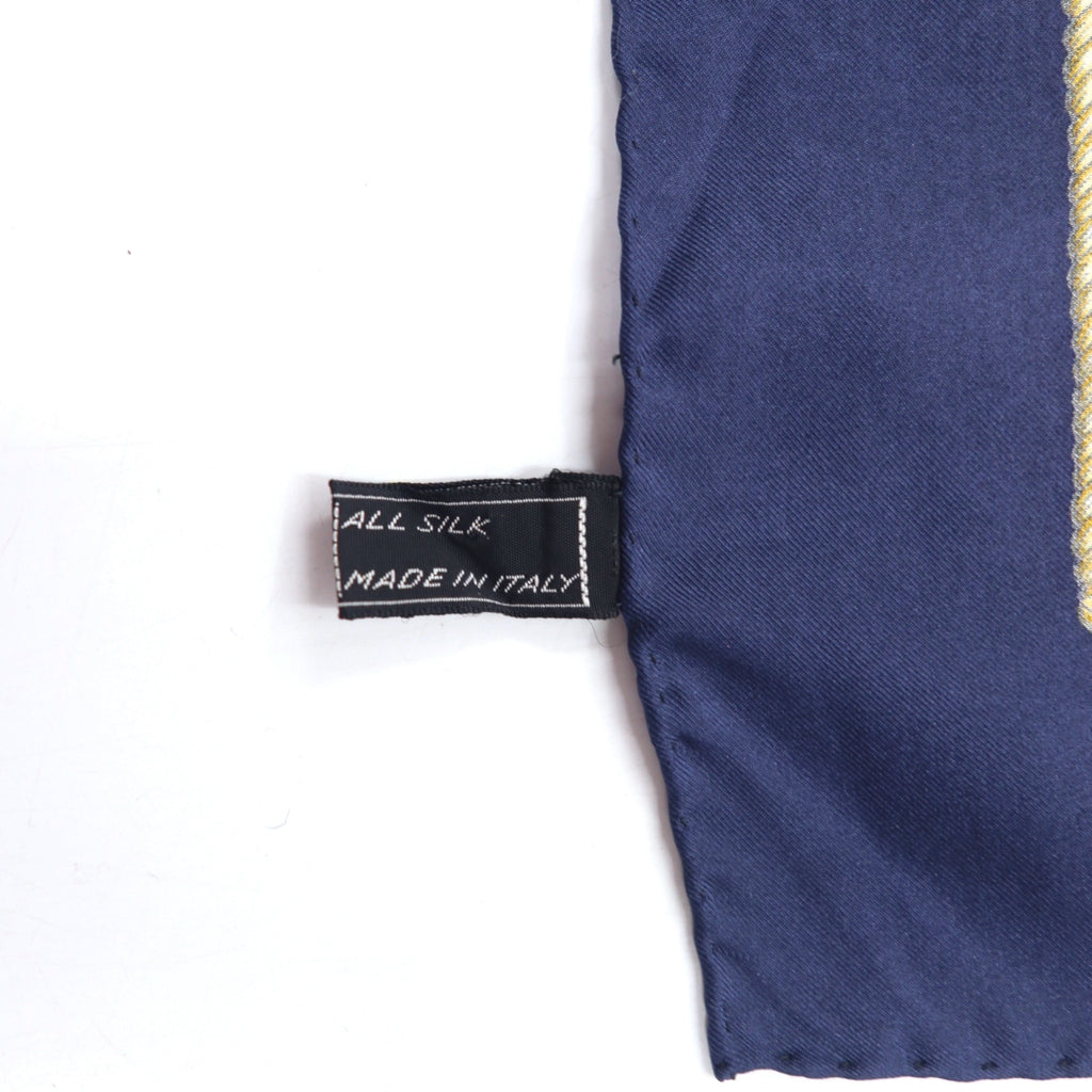 CELINE Made in Italy Large Scarf Red Navy All-over Print Silk Emblem