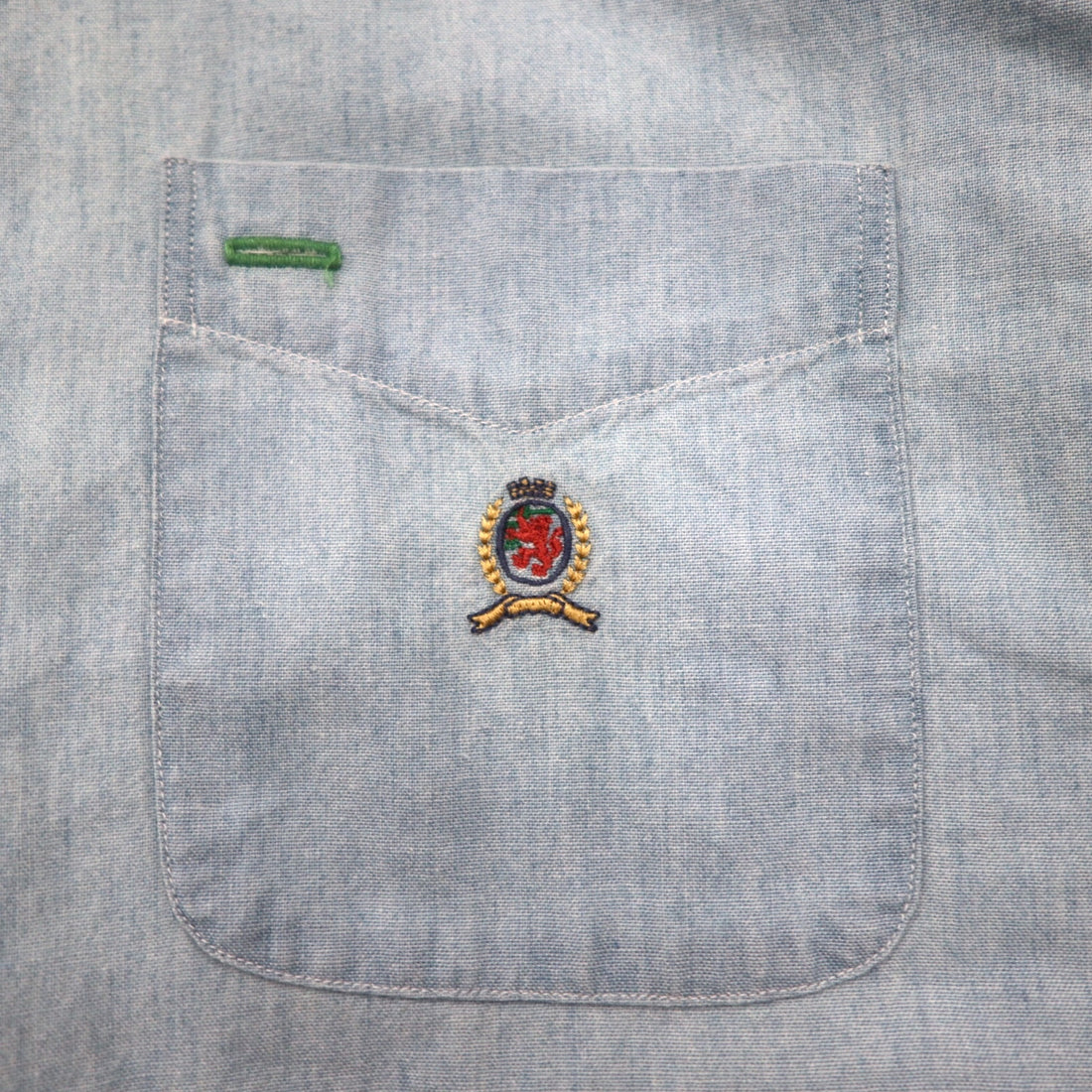 TOMMY JEANS 90年代 シャンブレーシャツ XL ブルー コットン ワンポイントロゴ刺繍