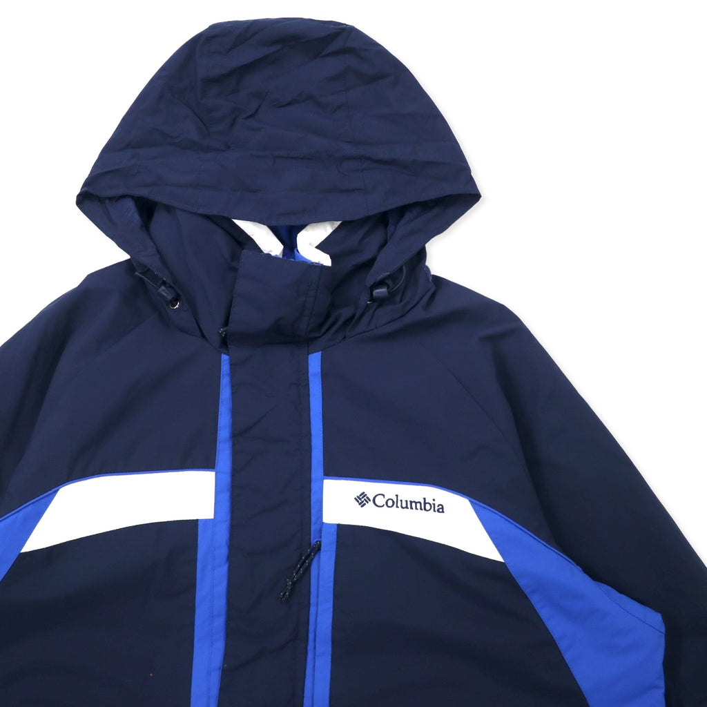 Columbia Mountain Parka L Navy Nylon Waterproof Retractable Hood XM4636