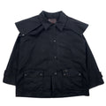 日本然リトテ-古着オンライン-OUTBACK オイルドジャケット L ブラック コットン オイルスキン ケープ ドローコード SWAGMAN JACKET-OUTBACK Oiled Jacket L Black Cotton Oilskin Cape Drawcord SWAGMAN JACKET