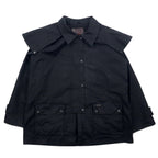 日本然リトテ-古着オンライン-OUTBACK オイルドジャケット L ブラック コットン オイルスキン ケープ ドローコード SWAGMAN JACKET-OUTBACK Oiled Jacket L Black Cotton Oilskin Cape Drawcord SWAGMAN JACKET