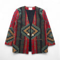 80s USA Vintage Blazer WRAPS チマヨ柄 ジャガードジャケット M ネイティブ柄 タペストリー コンチョボタン USA製