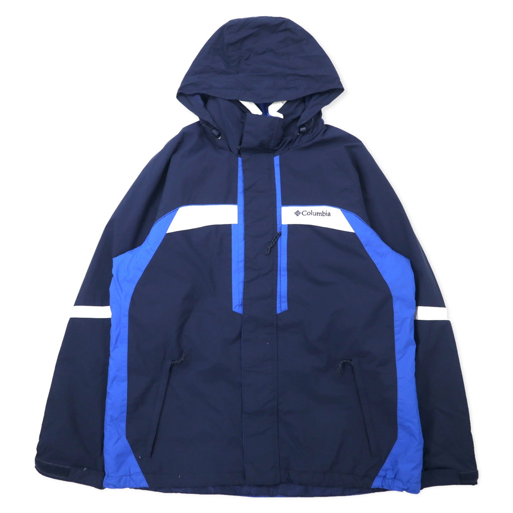 Columbia Mountain Parka L Navy Nylon Waterproof Retractable Hood XM4636