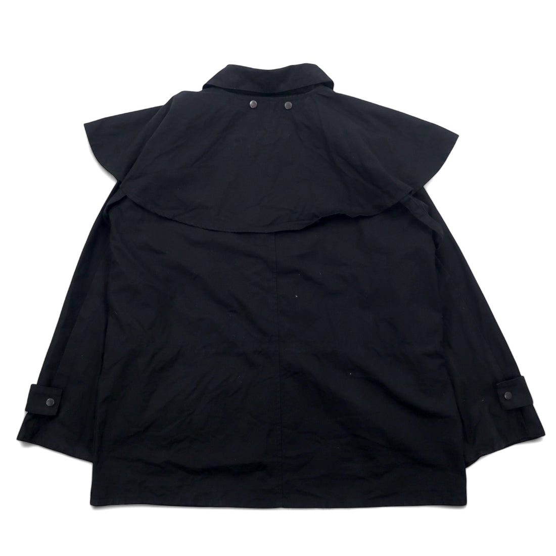 OUTBACK Oiled Jacket L Black Cotton Oilskin Cape Drawstring SWAGMAN JACKET