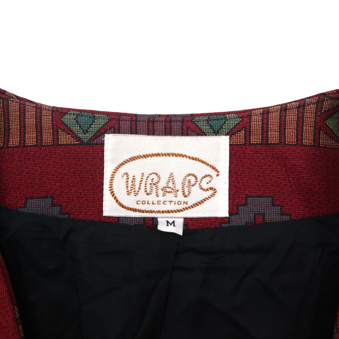 80s USA Vintage Blazer WRAPS チマヨ柄 ジャガードジャケット M ネイティブ柄 タペストリー コンチョボタン USA製