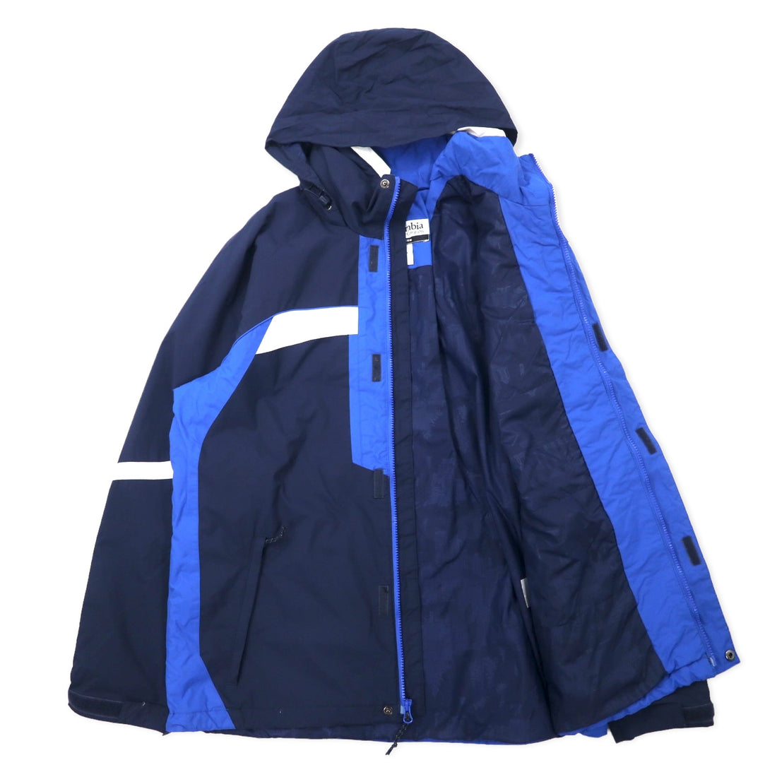 Columbia Mountain Parka L Navy Nylon Waterproof Retractable Hood XM4636
