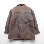 80s Vintage Shearling Coat ダブルブレスト ムートンコート レザージャケット XL ボア 羊毛革くるみボタン
