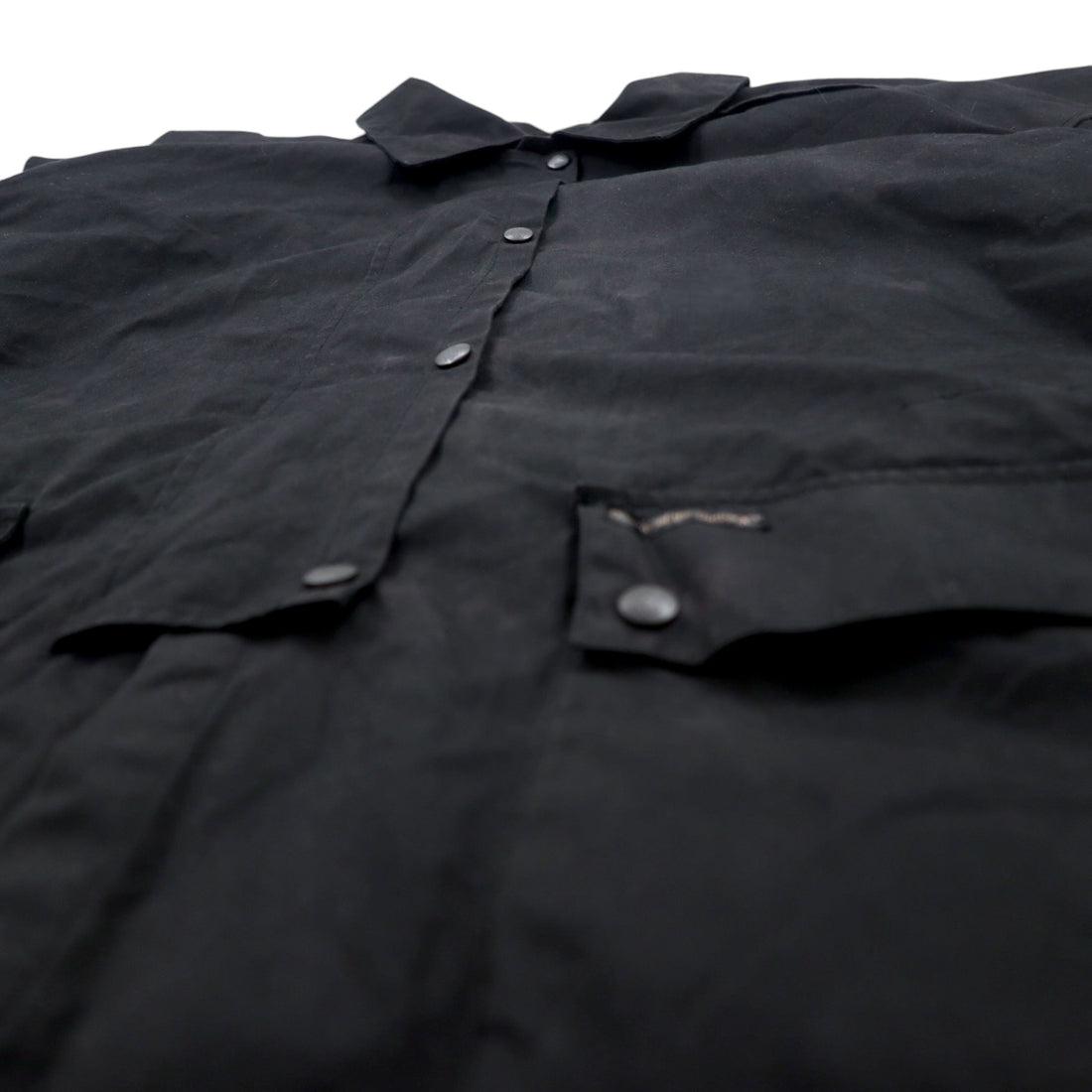 OUTBACK Oiled Jacket L Black Cotton Oilskin Cape Drawstring SWAGMAN JACKET
