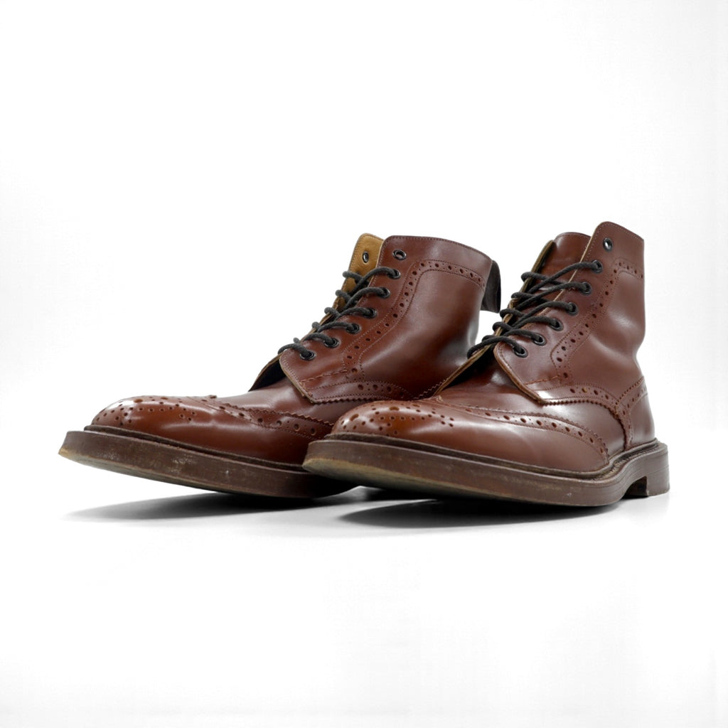 Tricker's 英国製 モールトン MALTON カントリーブーツ フルブローグ レースアップブーツ 27.5cm イギリス製 M2508