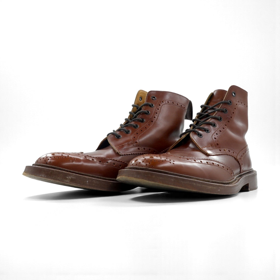 Tricker's 英国製 モールトン MALTON カントリーブーツ フルブローグ レースアップブーツ 27.5cm イギリス製 M2508
