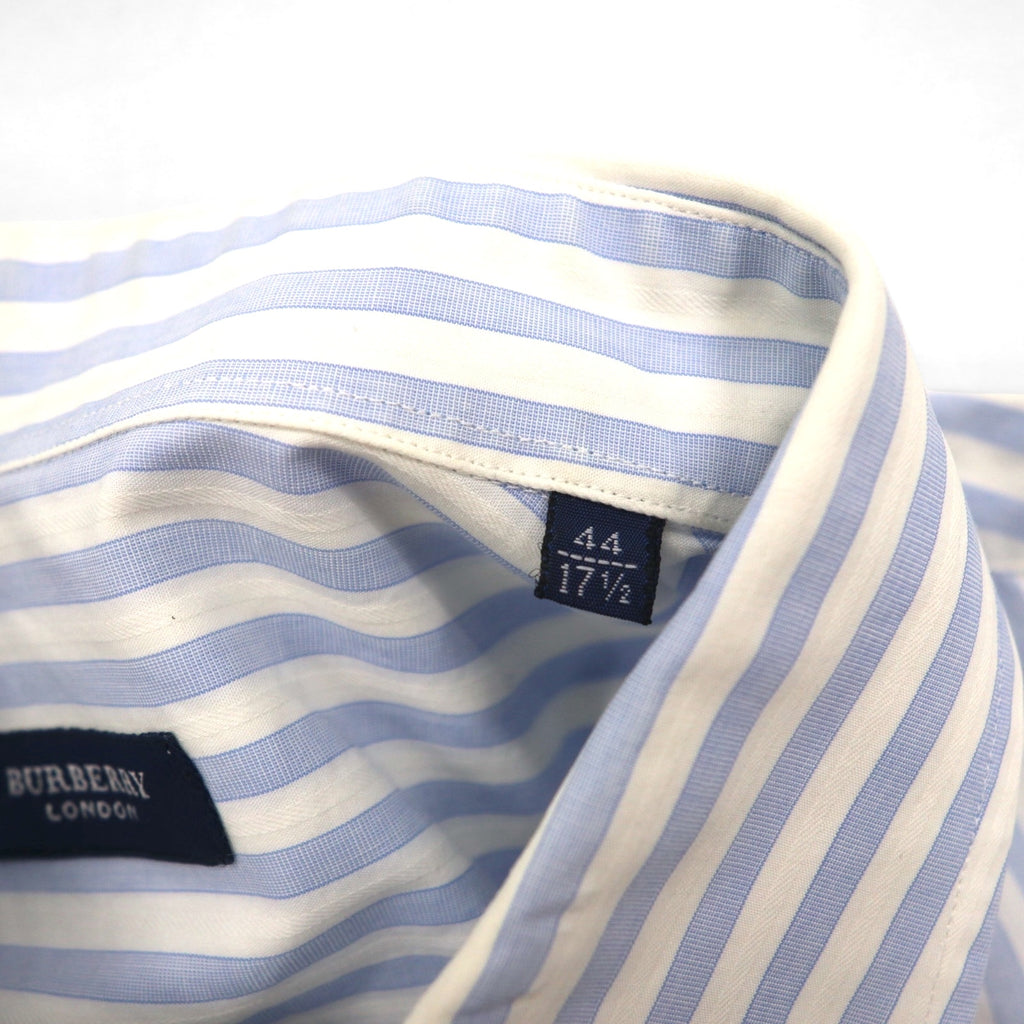 BURBERRY Wide Collar Striped Dress Shirt XL Blue White Cotton