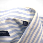 BURBERRY Wide Collar Striped Dress Shirt XL Blue White Cotton
