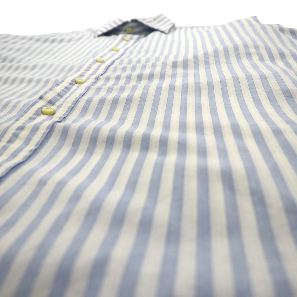 BURBERRY Wide Collar Striped Dress Shirt XL Blue White Cotton