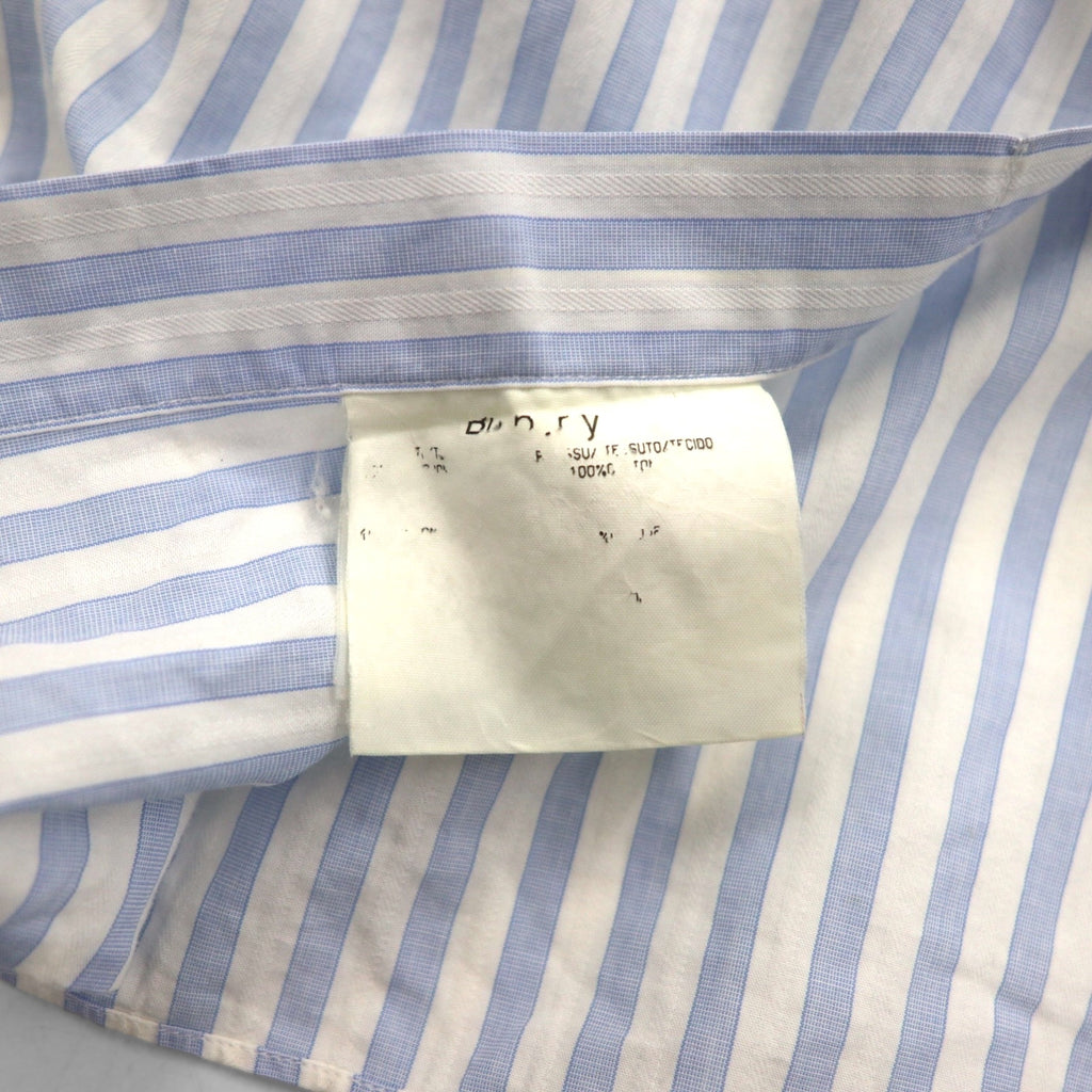 BURBERRY Wide Collar Striped Dress Shirt XL Blue White Cotton