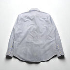 BURBERRY Wide Collar Striped Dress Shirt XL Blue White Cotton