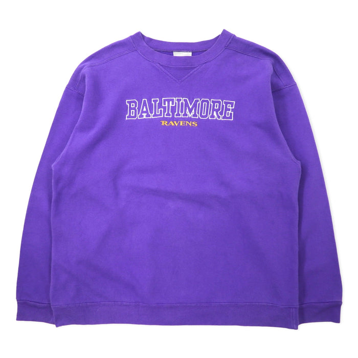 Reebok Made in Canada 90s NFL BALTIOORE RAVENS Embroidered Sweatshirt XL Purple Cotton Front V