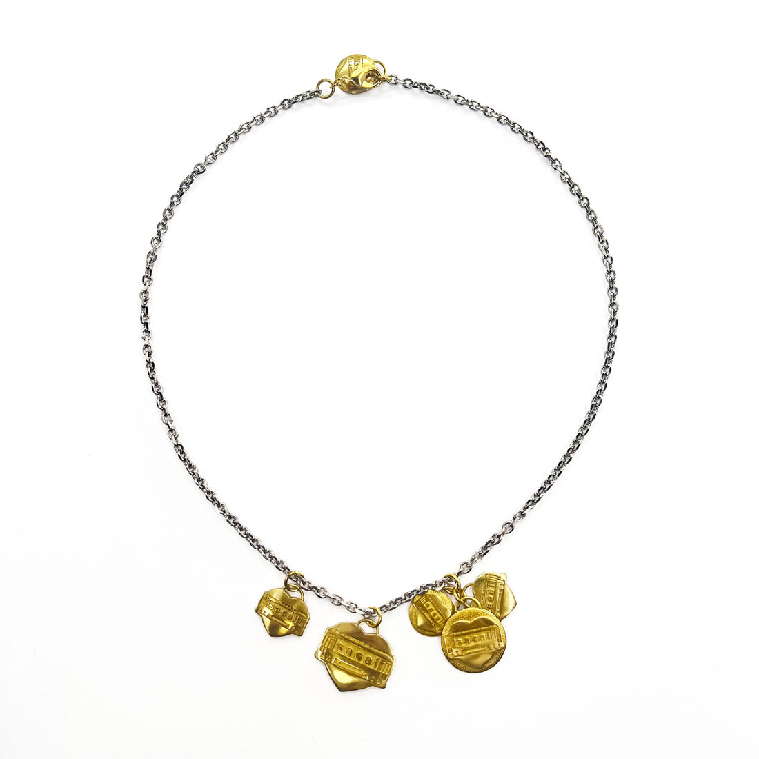 Sacai x Carhartt WIP 23AW Heart Logo Charm Necklace 23-0621S Brass Gold Silver