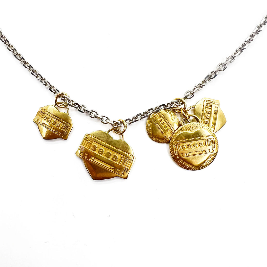 Sacai x Carhartt WIP 23AW Heart Logo Charm Necklace 23-0621S Brass Gold Silver