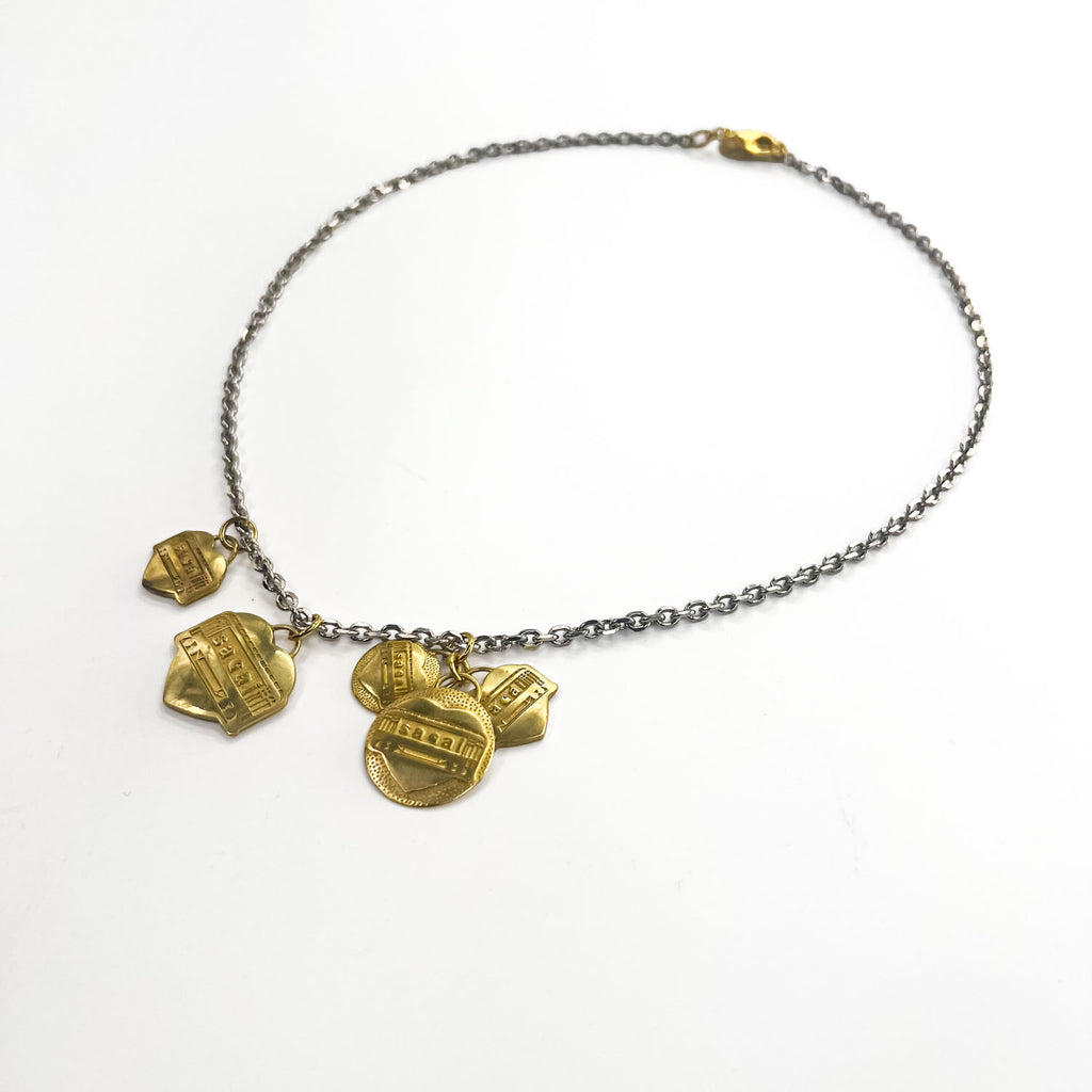 Sacai x Carhartt WIP 23AW Heart Logo Charm Necklace 23-0621S Brass Gold Silver