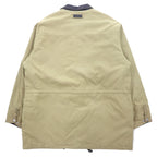 Eddie Bauer 90s Peach Skin Hunting Jacket, XL, Beige, Polyester, Leather Collar, Drawcord, Quilted Liner