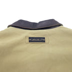 Eddie Bauer 90s Peach Skin Hunting Jacket, XL, Beige, Polyester, Leather Collar, Drawcord, Quilted Liner