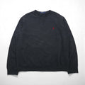 Polo Ralph Lauren XL Grey Cotton V-Neck Sweatshirt with Small Pony Embroidery