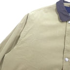 Eddie Bauer 90s Peach Skin Hunting Jacket, XL, Beige, Polyester, Leather Collar, Drawcord, Quilted Liner