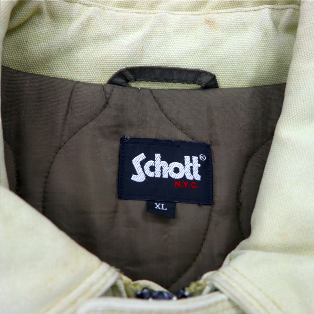 Schott Fireman Jacket Duck Work Jacket Coverall XL Beige Padded Quilted Liner