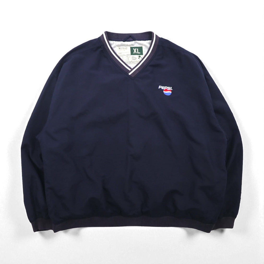 PEPSI 90年代 ピステ ナイロン プルオーバー ジャケット XL ネイビー 防水 ワンポイント刺繡 Wear Guard