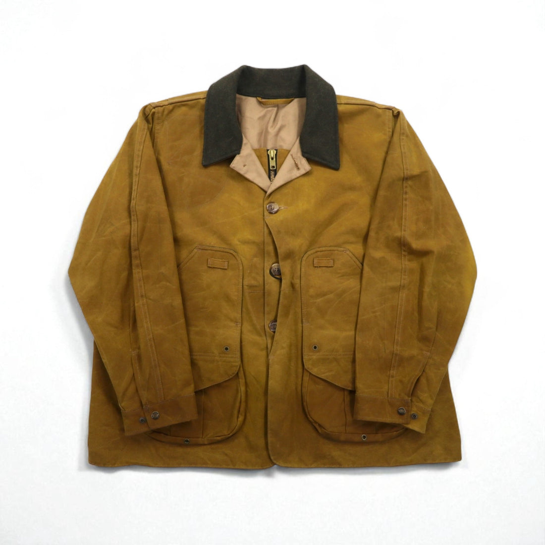 FILSON USA Made TIN CLOTH FIELD HUNTING COAT Hunting Jacket 2XL Beige Oiled Cotton Tin Cloth Field Coat 11010088