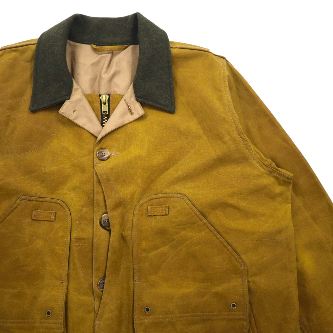 FILSON USA Made TIN CLOTH FIELD HUNTING COAT Hunting Jacket 2XL Beige Oiled Cotton Tin Cloth Field Coat 11010088