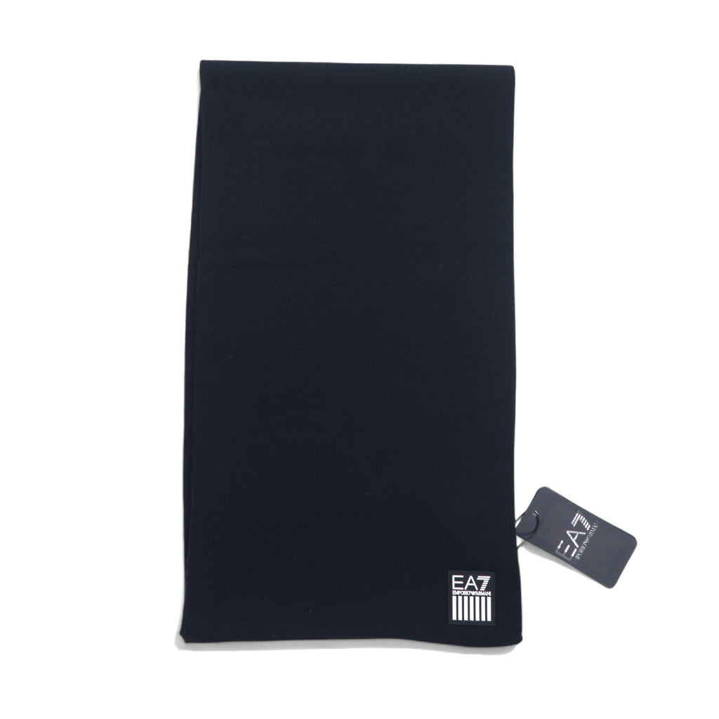 EMPORIO ARMANI Made in Italy Logo Print Scarf Black Acrylic 275804 8A302 Unused