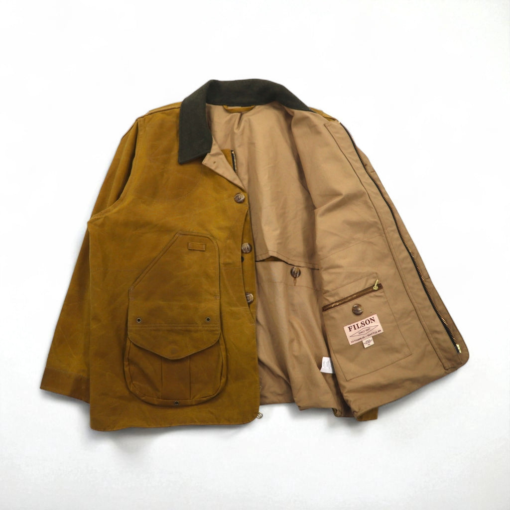 FILSON USA Made TIN CLOTH FIELD HUNTING COAT Hunting Jacket 2XL Beige Oiled Cotton Tin Cloth Field Coat 11010088