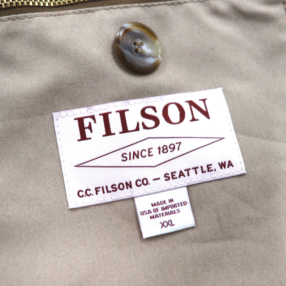FILSON USA Made TIN CLOTH FIELD HUNTING COAT Hunting Jacket 2XL Beige Oiled Cotton Tin Cloth Field Coat 11010088