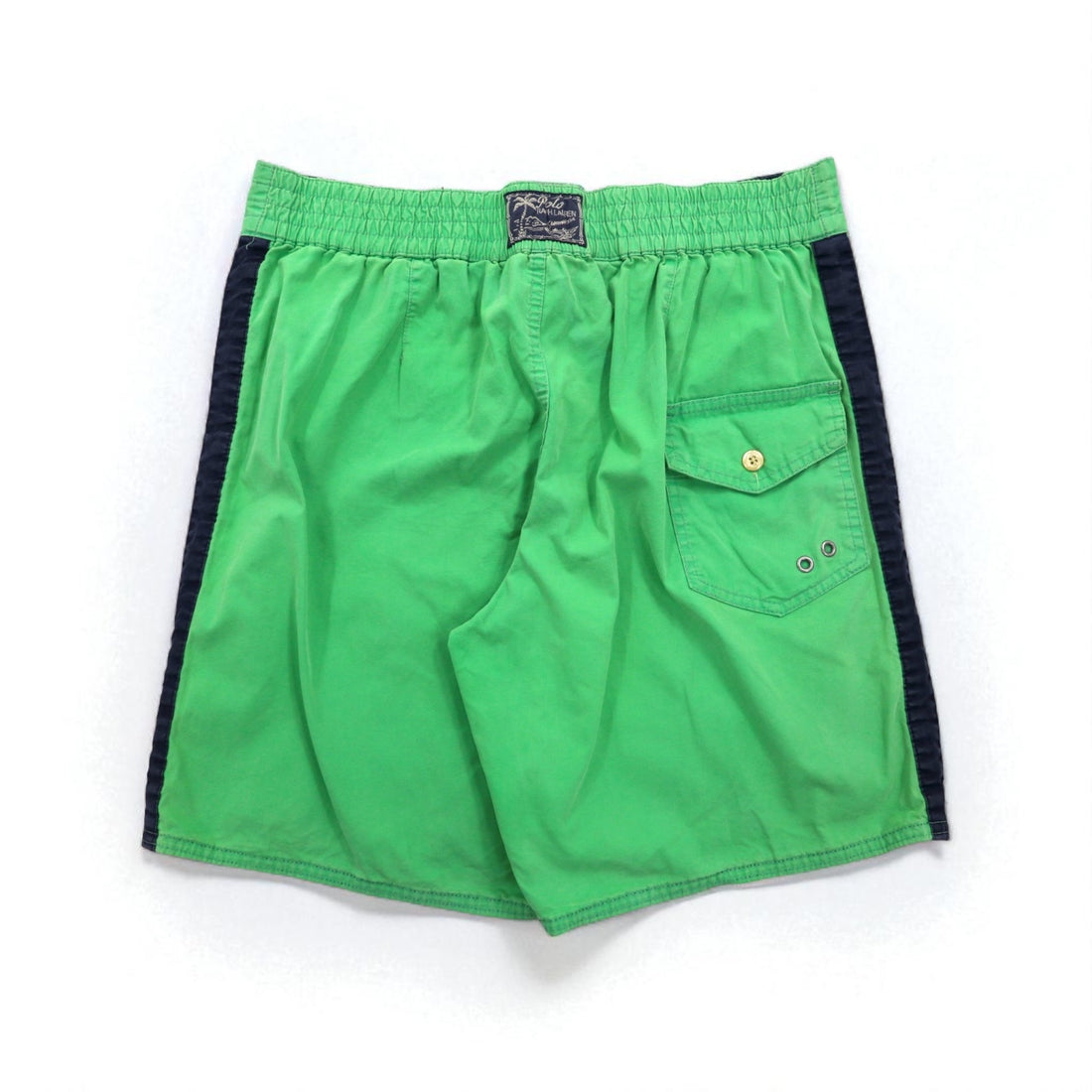 Polo by Ralph Lauren 90s Amphibious Big Pony Embroidered Swim Shorts, Medium, Green, Cotton, Nylon